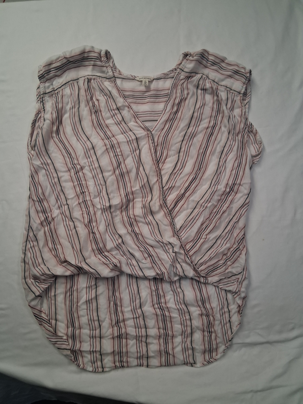 Maurices Light Pink & Brown Striped Wrap-Style Blouse